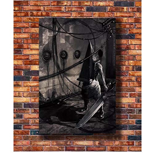WSTDSM Caliente Silent Hill Pyramid Head Juego Arte Cartel Lienzo Pintura Decoración del Hogar 24X32 En Sin Marco