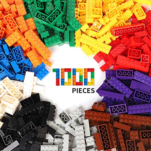 WYSWYG Bloques de Construcción 1000 Piezas Compatible con Todas Las Classic Marcas Incluidos10 Tipos Colores y 14 Formas Ladrillos para Niño de 6 Años Juguetes