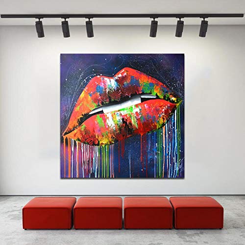 wZUN Póster de Boca Sexy Abstracto Impreso Pintura en Lienzo Sala de Estar Art Deco Cuadro de Arte de Pared 50x50cm wZUN Póster de Boca Sexy Abstracto Impreso Pintura en Lienzo Sala de Estar Art Deco Cuadro de Arte de Pared 50x50cm