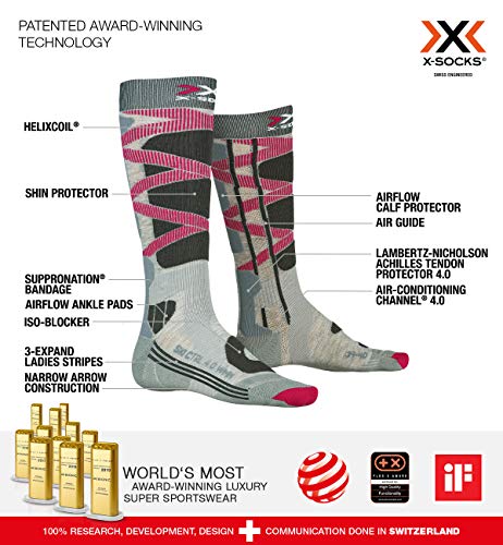 X-Socks Ski Control 4.0 Women Invierno Calcetines De Esquí, Mujer, Grey Melange/Charcoal, 39/40