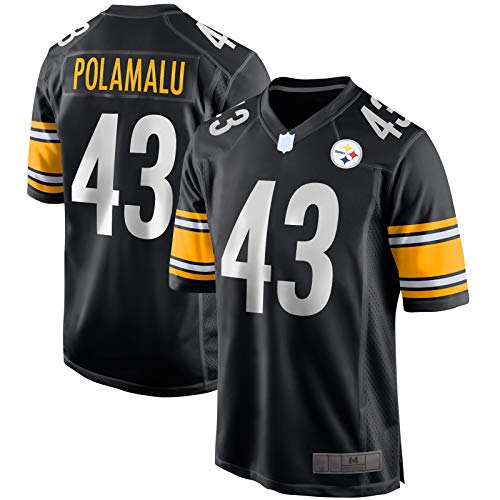 XIANER Camiseta de fútbol americano Troy Rugby Polamalu Pittsburgh ropa Steelers Custom #43 Game Jubilado Jersey M - Negro