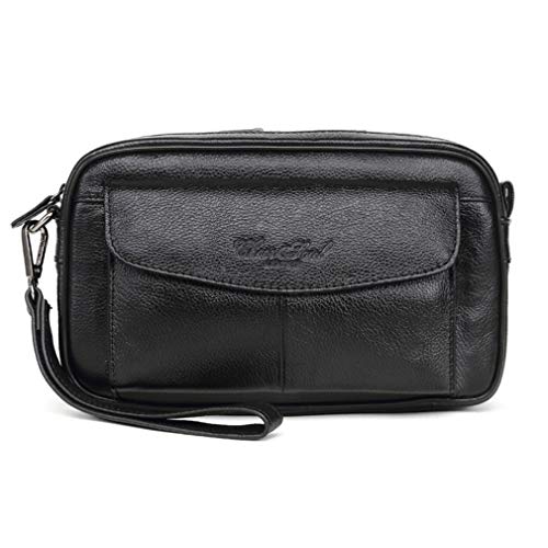 Xieben Embrague Monedero con Correa De Muñeca Soporte De Teléfono para Hombre Bolso De Muñeca Bolso de Muñeca Negocio De Negocios Compartimientos Múltiples Bolso iPhone X/8/8 Plus Negro