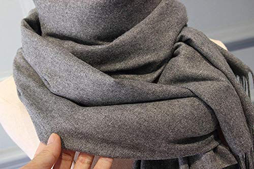 XJHN Bufanda de cachemir de imitación mujer otoño e invierno cálido largo color sólido bordado chal 350 g peso 250 g cáñamo gris