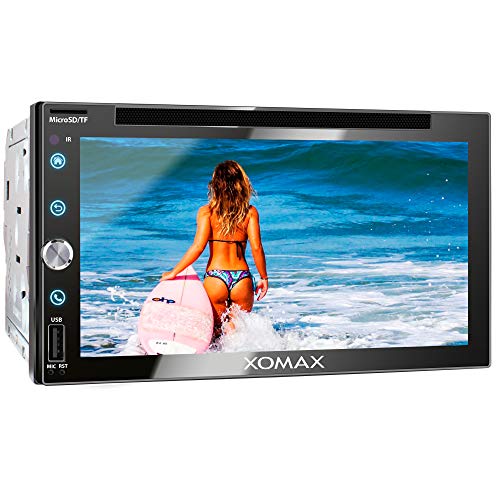 XOMAX XM-2D6911 Radio de Coche I Autoradio con Bluetooth Manos Libres I 6,9“ 17,5cm Pantalla táctil I Mirroring de la Pantalla para Android I FM Tuner I DVD, CD, SD, USB I 2 DIN