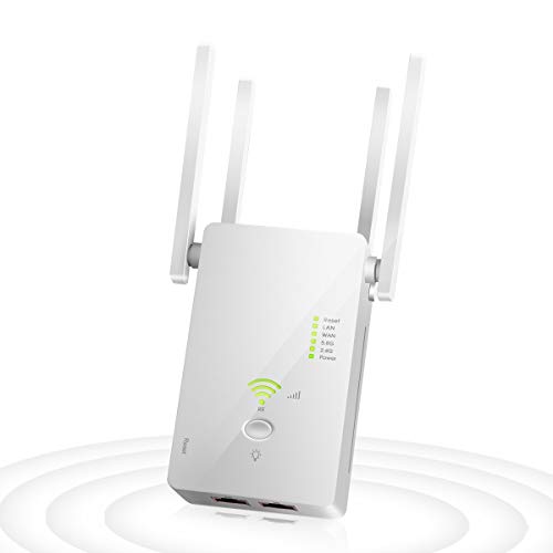 Yaasier Repetidores WiFi, 1200Mbps Amplificador Señal WiFi 5G/2.4G Repetidor WiFi Largo Alcance con Ap/Repeater/Router Modos, Señal hasta 2500 Pies