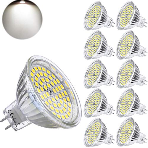 Yafido Bombilla LED GU5.3 MR16 12V 5W Equivalente a Halogeno 35W Spot Luz GU 5.3 Blanco Neutro 4500K Foco Ojo de Buey 420 Lumen Pack de 10