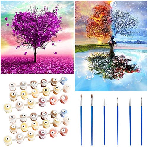 YAOYIN Pintar por Numeros Adultos Niños Principiantes, 2 Juegos DIY de Kits de Pintar por Números,para Decoración del Hogar, Viene con Pinturas y Pincel (40 * 40 cm; 40 * 50 cm) YAOYIN Pintar por Numeros Adultos Niños Principiantes, 2 Juegos DIY de Kits de Pintar por Números,para Decoración del Hogar, Viene con Pinturas y Pincel (40 * 40 cm; 40 * 50 cm)