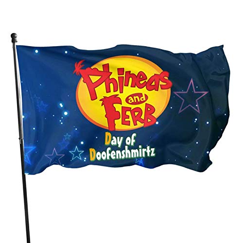 Yaxinduobao Phineas and Ferb Bandera 3x5 Yard House Banderas Season Greeting Banner Indoor Outdoor Party Home Decorations