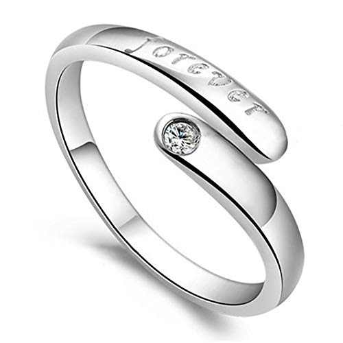 YAZILIND Forever Love Anillo Abierto Ajustable S925 Plateado Cubic Zirconia Día de San Valentín Aniversario Joyería de Las Mujeres YAZILIND Forever Love Anillo Abierto Ajustable S925 Plateado Cubic Zirconia Día de San Valentín Aniversario Joyería de Las Mujeres