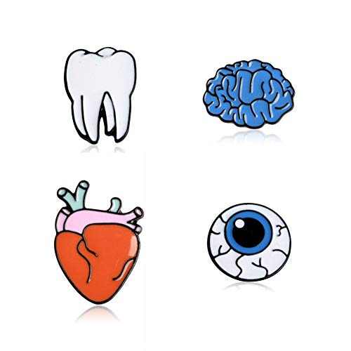 YAZILIND Ojo órgano Cerebro corazón Dientes Forma Broche Pins Ropa Accesorio Pecho Corsage (4pc)