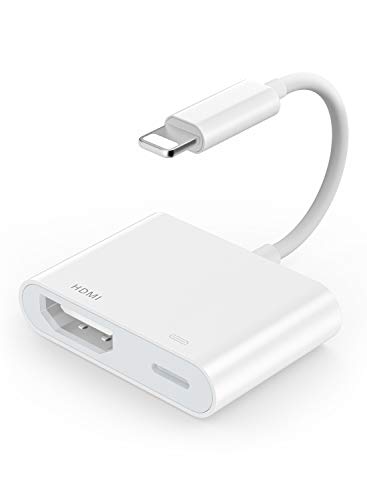 YEHUA 1080P Adaptador HDMI para iPhone a TV, Adaptador AV Digital Convertidor HDMI para iPhone, iPad, iPod a HD TV/Monitor/Proyector