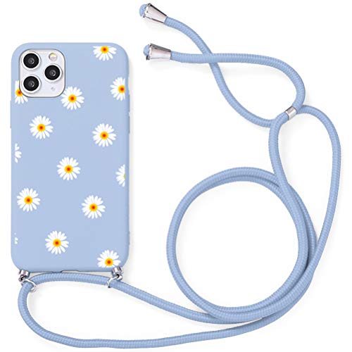 Yoedge Funda para Xiaomi Redmi Note 9 Pro/9 Pro Max/9s, Funda de Silicona Antideslizante Suave TPU para Teléfono Móvil con Colgante Ajustable Collar Correa para el Cuello Cadena Cuerda, Margarita