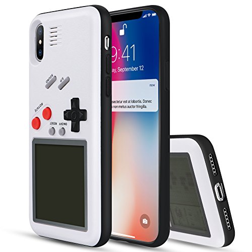 Yoedge Game Boy Funda para iPhone 7/8, Cárcasa Antigolpes Game Console Cover con Graciosas Tetris Games Sistema Incorporado Bumper Case para Apple iPhone SE 2020 Smartphone (Blanco)