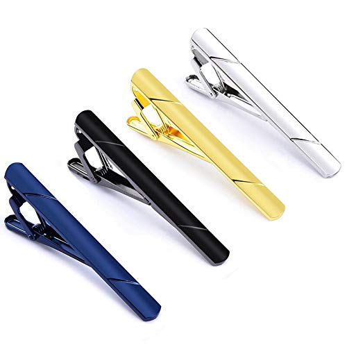 Yongbest Pasador de Corbata,4 Piezas Clips de Corbata Clásicos para Clips de Negocios de Boda Clip de Corbata Estrecho Oro Negro Plata Azul Yongbest Pasador de Corbata,4 Piezas Clips de Corbata Clásicos para Clips de Negocios de Boda Clip de Corbata Estrecho Oro Negro Plata Azul