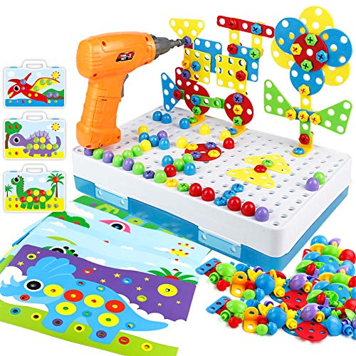 yoptote 224 PCS Juguetes Montessori Puzzles 3D Mosaicos Infantiles Manualidades Niños Dinosaurios Juguetes Educativos Bloques Construccion Herramientas Niños 3 4 5 6 Años