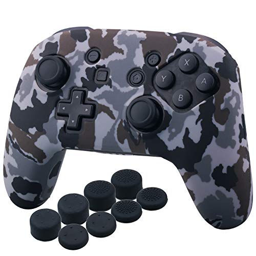YoRHa Tachonado Impresión de Transferencia Silicona Piel Fundas cubierta Caso Solo para Oficial de Nintendo Switch Pro Mando x 1 (Camuflaje Gris) Con Thumb Grip x 8 YoRHa Tachonado Impresión de Transferencia Silicona Piel Fundas cubierta Caso Solo para Oficial de Nintendo Switch Pro Mando x 1 (Camuflaje Gris) Con Thumb Grip x 8