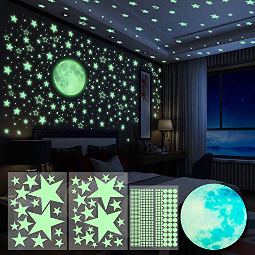 Yosemy Luminoso Pegatinas de Pared Luna Estrellas Puntos Pegatinas de Pared para Niños Infantil Fluorescente Adhesivos Decoración para Dormitorio, 4 Piezas 563pcs Yosemy Luminoso Pegatinas de Pared Luna Estrellas Puntos Pegatinas de Pared para Niños Infantil Fluorescente Adhesivos Decoración para Dormitorio, 4 Piezas 563pcs