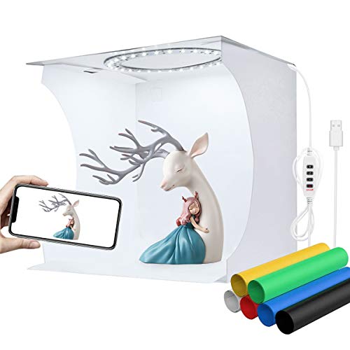 YOTTO 23cm Caja de Estudio Fotográfico Caja de Fotografia Portátil Plegable Photo Studio con Color y Brillo Ajustable 80 Luces LED y 6 Fondos de Colores (Negro Blanco Amarillo Azul Verde Rojo) YOTTO 23cm Caja de Estudio Fotográfico Caja de Fotografia Portátil Plegable Photo Studio con Color y Brillo Ajustable 80 Luces LED y 6 Fondos de Colores (Negro Blanco Amarillo Azul Verde Rojo)