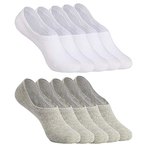 YOUCHAN Calcetines Mujer Hombre 10 Pares Tobilleros Invisibles Antideslizante Algodon Silicona Calcetines Verano-Gris-Blanco-47-50 YOUCHAN Calcetines Mujer Hombre 10 Pares Tobilleros Invisibles Antideslizante Algodon Silicona Calcetines Verano-Gris-Blanco-47-50