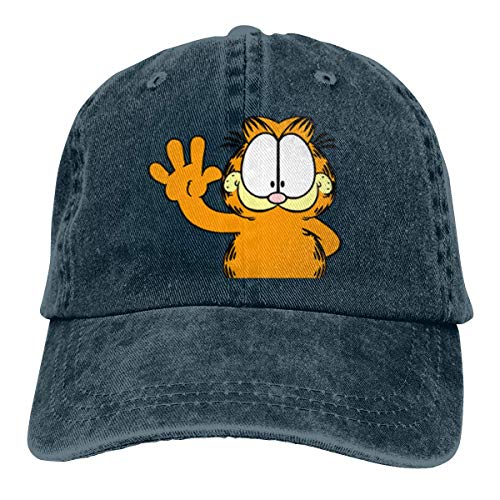 Yuanmeiju Gorra de Mezclilla Garfield Unisex Vintage Jeans Baseball Hat Adjustable Denim Cap Trucker Hat