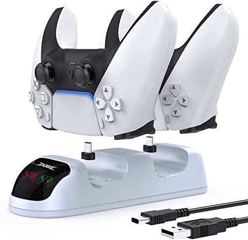 YUNHAI Controles de Cargador PS5, 2.6A Carga rápida PS5 Soporte de Control Remoto Estación de Carga rápida USB Doble con indicador LED, Base de Carga para Sony Playstation 5, con Cable USB YUNHAI Controles de Cargador PS5, 2.6A Carga rápida PS5 Soporte de Control Remoto Estación de Carga rápida USB Doble con indicador LED, Base de Carga para Sony Playstation 5, con Cable USB