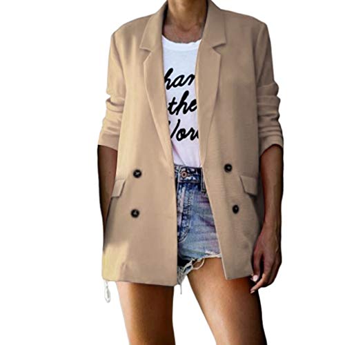 YWLINK Blazer Mujer Oficina Blazers Gran TamañO Chaqueta con Botones En Color Liso Fiesta Elegante Carnaval Abrigo Nuevo Traje PequeñO Moda Ropa(Beige,XXXL)