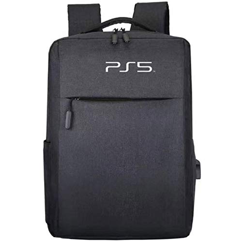 YWZQ para PS5 Juego Sytem Mochila Lienzo Llevar Bags Funda Protectora para Playstation 5 Console Travel Storage Ruckpack,Negro