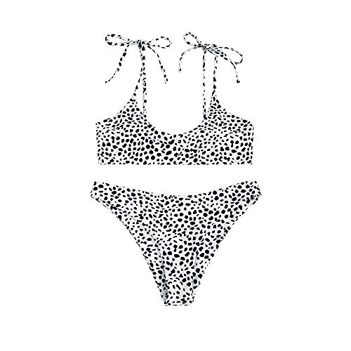 ZAFUL - Conjunto de Bikini de Dos Piezas para Mujer, Parte Superior Acolchada con Tirantes Ajustables, Parte Inferior de Corte Alto (Weiß-a, S)