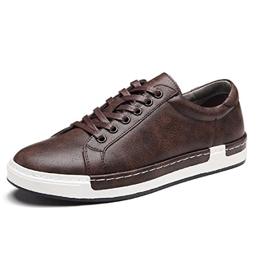 Zapatos de Cordones para Hombre Conducción Zapatillas Cuero Casual Shoes Attività Commerciale Sneakers Marrón 42