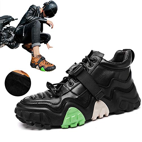 Zapatos de Motocicleta de Cuero para Hombre Zapatos Impermeables para Montar en Motocicleta Botas Cortas Zapatos Casuales alternativos de Motocicleta Zapatos Deportivos de Carreras,D,40