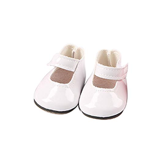 Zapatos de muñeca 18 Pulgadas Mini PU Moda DIY Chica Juguete Decoración Ligera Botas Diseño Bebé Accesorios Lindos Regalo Sólido(Blanco)