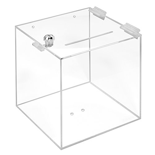 Zeigis® - Caja de plástico acrílico con cerradura (200 x 200 x 200 mm, con llave)