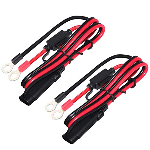 ZHITING 2 Piezas Cable de Conexión SAE Arnés de Terminal de Anillo de 12V con Fusible de 10A 2FT Batería Charger Cable para Coche Moto ZHITING 2 Piezas Cable de Conexión SAE Arnés de Terminal de Anillo de 12V con Fusible de 10A 2FT Batería Charger Cable para Coche Moto