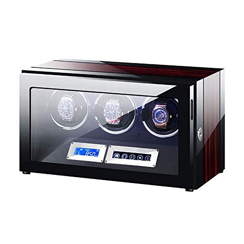ZHTY Caja enrolladora de Reloj para 3 Relojes automáticos con Pantalla táctil LCD Almohadillas Ajustables para Reloj Luz LED Azul 5 Modos de rotación enrolladora de Reloj ZHTY Caja enrolladora de Reloj para 3 Relojes automáticos con Pantalla táctil LCD Almohadillas Ajustables para Reloj Luz LED Azul 5 Modos de rotación enrolladora de Reloj