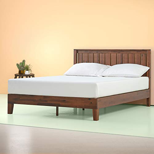 Zinus Cama de plataforma de madera de lujo con cabecero Vivek de 30,5 cm, Camas de Plataforma, Sin necesidad de usar un somier, Sólido soporte de listones de madera, Fácil montaje, 135 x 190 cm