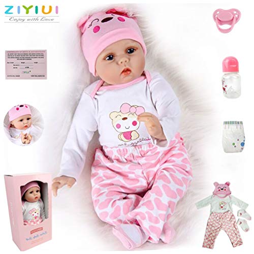 ZIYIUI Realista Muñeca Bebe Reborn Muñecos bebé Niña 22 Pulgadas 55cm Vinilo Suave Silicona Reborn Baby Dolls Ojos Abiertos Niños Juguete ZIYIUI Realista Muñeca Bebe Reborn Muñecos bebé Niña 22 Pulgadas 55cm Vinilo Suave Silicona Reborn Baby Dolls Ojos Abiertos Niños Juguete
