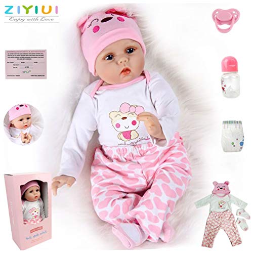 ZIYIUI Realista Muñeca Bebe Reborn Muñecos bebé Niña 22 Pulgadas 55cm Vinilo Suave Silicona Reborn Baby Dolls Ojos Abiertos Niños Juguete