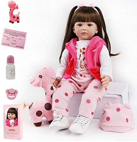 ZIYIUI Realista Muñecas Reborn bebé 24 Pulgadas 60 cm Vinilo de Silicona Suave Pelo Largo Bebe Reborn niña Reales Silicona Recién Nacido (Pelo castaño) ZIYIUI Realista Muñecas Reborn bebé 24 Pulgadas 60 cm Vinilo de Silicona Suave Pelo Largo Bebe Reborn niña Reales Silicona Recién Nacido (Pelo castaño)