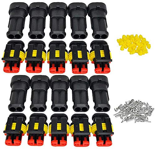 ZOEON 10 Juegos 2 Pines Conector Eléctrico a Prueba de Agua PA66 1.5mm Enchufe Terminal para Coche la Motocicleta ZOEON 10 Juegos 2 Pines Conector Eléctrico a Prueba de Agua PA66 1.5mm Enchufe Terminal para Coche la Motocicleta
