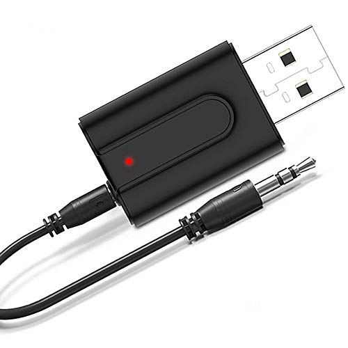 Zommuei Adaptador Bluetooth USB, Mini Receptor Bluetooth y Transmisor Bluetooth 5.0 2 en 1 Adaptador de Dongle Bluetooth con Audio Inalámbrico 3.5MM Cable para PC/TV/Auriculares/Altavoces/Radio