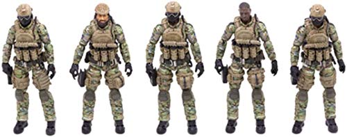ZSMD 1/18 Soldier Action Figures, 5Pcs 4-Inch Military Soldiers Special Forces Army Man Action Figures Playset with Weapons and