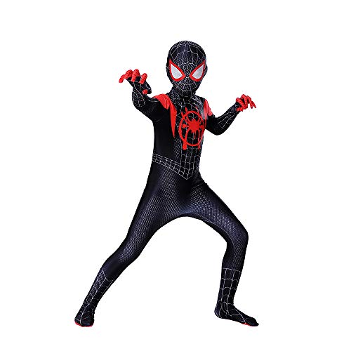 ZUOZHE Spiderman Adulto Nios Expedición De Héroes Cosplay Poco Negro Spider-Man Traje De Halloween Traje De Impresión 3D Spandex Lycra,120CM（L