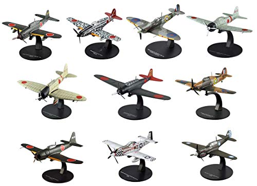 - Lote de 10 Aviones de Combate 1/72 Aichi + Zero + Nakajima + Hawker + Kawasaki + Mitsubishi + Spitfire + Mustang (LG14)