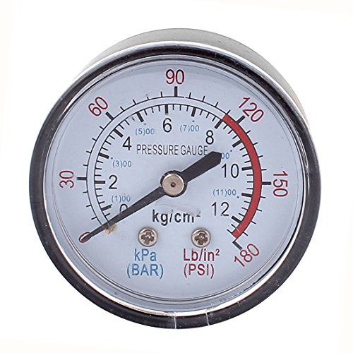0-180 psi Aire Manometro - SODIAL(R)Redondo 0-180 psi 13mm 1/4BSP Diametro Del Hilo Reloj comparador Aire Manometro, Negro