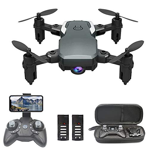 0BEST Mini Dron con Cámara 1080P HD, RC Quadcopter Plegable por App o 2.4GHz Control Remot, Giro de 360 °, Sigue la Trayectoria de Vuelo, 2 Baterías, Regalos de Juguetes para Niños, Negro