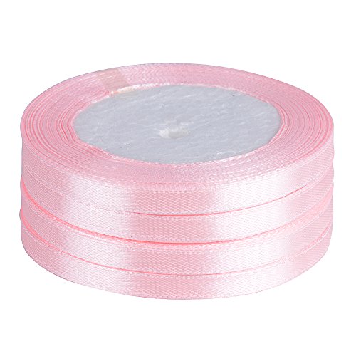 100 yardas Cinta de Raso Satén Seda Rosa Claro 6mm para Embalaje Decoración de Regalo Cajas Flores Boda Navidad (Rosa claro-6mm*91m(100 yardas))