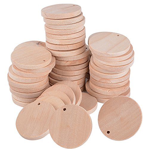 100pcs Discos Madera Círculos Rebanadas Redonda para Manualidades Pintar Colgar Llaveros Artesanías Diy Bricolaje Decoraciones Navidad Hogar Adornos Diametro 3.5cm