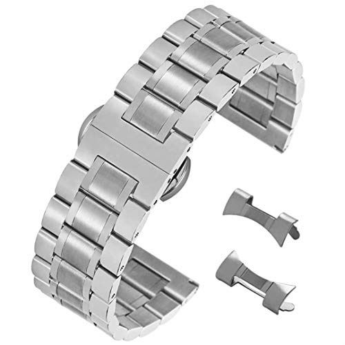 15mm sólido Pulsera 304 de reemplazo de Acero Inoxidable para el Reloj del Deporte de la Correa del Reloj del Negocio SS en Plata