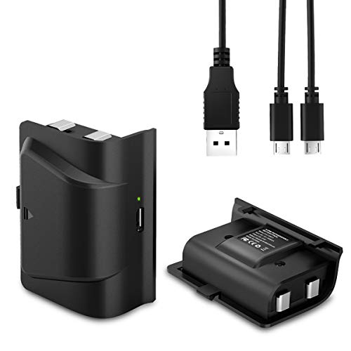 2 baterías de 1200 mAh para mando Xbox One/S/X/Elite, recargables con cable de carga 2 en 1.