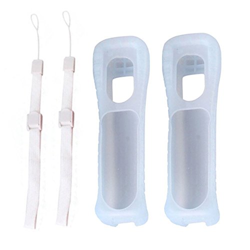 2 fundas de silicona con correa para la muñeca para Nintendo Wii Remote